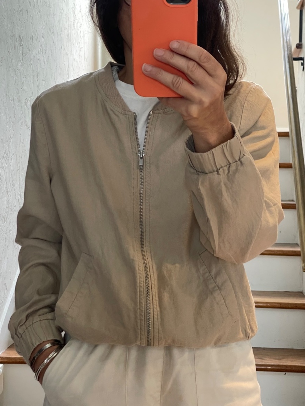 NY & C linen beige bombers style jacket women S